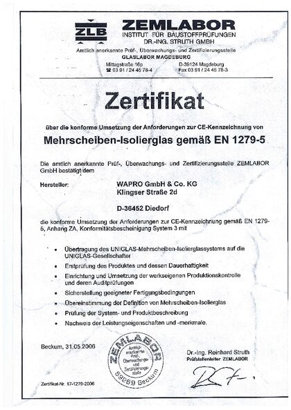 Vorschau: CE-Zertifikat – ZEMLABOR